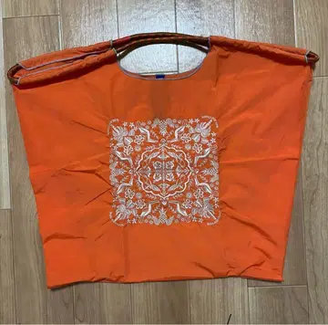 오렌지 자수 에코백