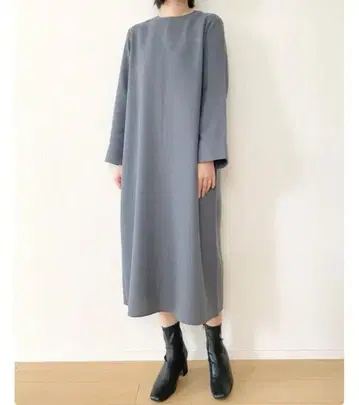 무인양품 그레이 롱 원피스 백 버튼 포함