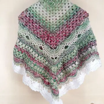 손뜨개질 삼각형 숄 키라키라 크리스마스 라메 대형 스톨