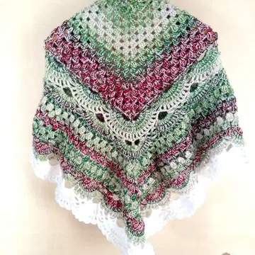 손뜨개질 삼각형 숄 키라키라 크리스마스 라메 대형 스톨