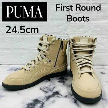 PUMA 퍼스트 라운드 부츠 사이드 지퍼 스웨이드 레오파드 24.5