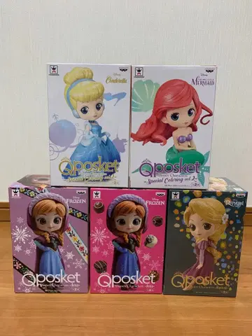 Qposket 피규어 세트 신데렐라 아리엘 라푼젤