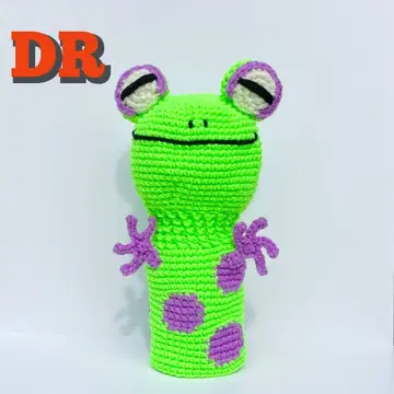 DR용 독 개구리 형광 옐로우 그린 x 보라색 골프 헤드커버