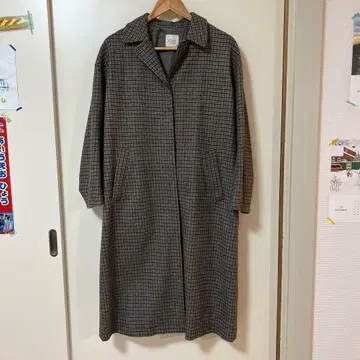 yuni 체크 무늬 롱 코트