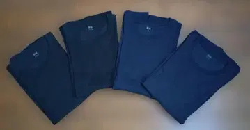 소프트 터치 크루넥 T셔츠 남성용 X BLACK NAVY 4개 세트