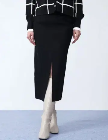 새상품 택 포함 야마다야 Aga 압축 울 부클레 타이트 스커트 블랙 블랙