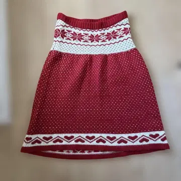 빨간색 니트 미디 스커트