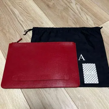 FURLA 클러치백 레드 천연 가죽 빨간색 비즈니스 파우치
