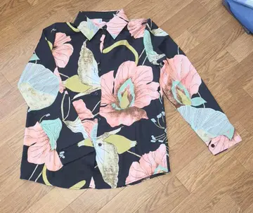 꽃무늬 긴팔 셔츠 블랙 핑크 그린