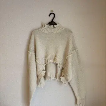 SLY 프린지 하이넥 니트 아이보리