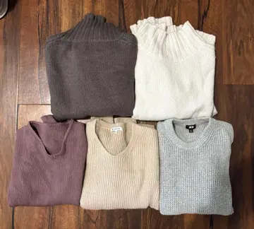 여성용 니트 스웨터 상의 묶음 판매 그레일 유니클로