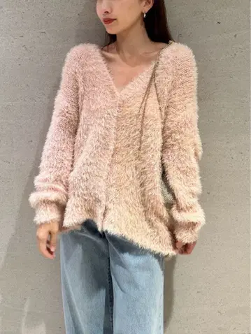 snidel 샤기 라메 가디건