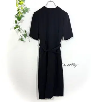 새상품급 모크넥 반팔 무릎 기장 원피스 허리 벨트 포함 포멀