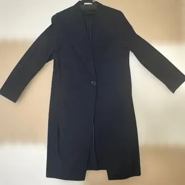 PLST 네이비 롱 코트 싱글 버튼