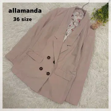 [알라만다] 더블 자켓 36 더스티 핑크 안감 꽃무늬 성숙 큐트