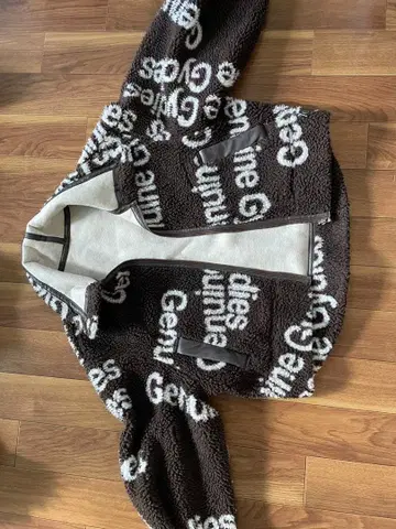 플리스 자켓 브라운 베이지 로고