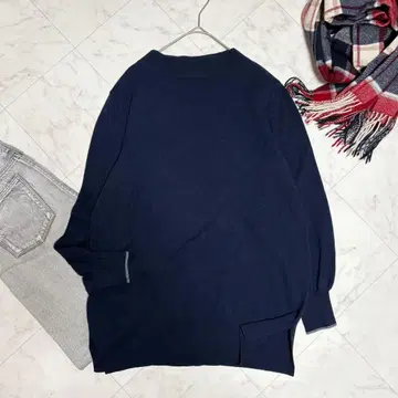 자유구 니트 캐시미어 블렌드 세탁 가능 울 스웨터 38 네이비