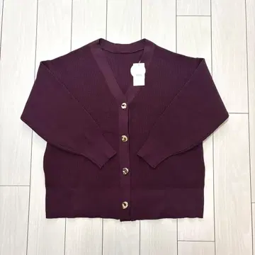 데코 버튼 BIGV 가디건 로리즈팜 버건디 F