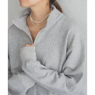 이에나 하프 지퍼 맨투맨 그레이