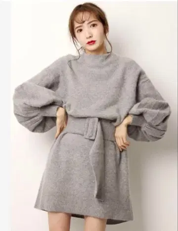 스나이델 벨티트 라쿤 니트 원피스