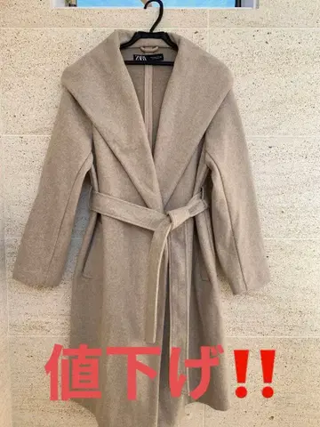 ZARA 후드 부착 베이지 롱 코트