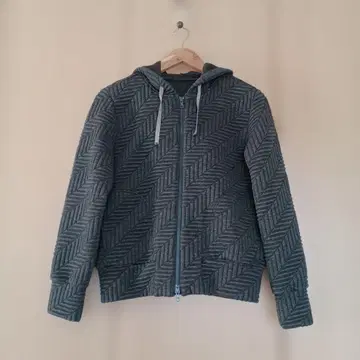 그레이 헤링본 패턴 풀 집업 후드티 S 사이즈