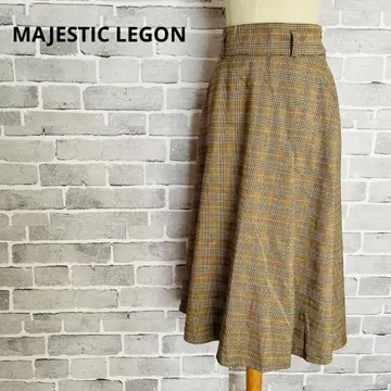 마제스틱 레곤 글렌체크 패턴 A라인 스커트 M 브라운 B564