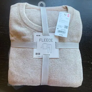 새상품 유니클로 UNIQLO 니트 플리스 세트 M 베이지 그레이