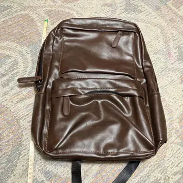 브라운 합성 피혁 백팩