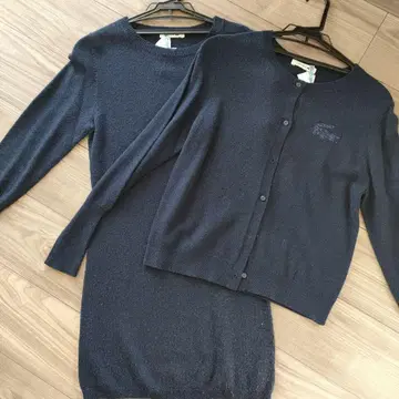 네이비 셋업 크루넥 가디건