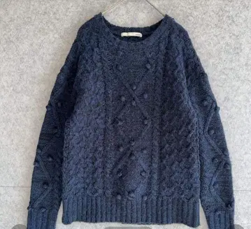 [ 마우지 ] 케이블 짜임 울 혼방 폼폼 니트 (F) 스웨터 둥근 카라