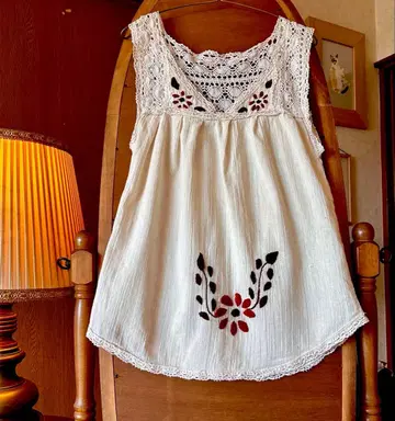 70s 프랑스 유럽 앤티크 빈티지 꽃무늬 자수 슬리브리스