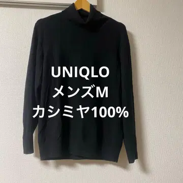 UNIQLO 남성용 캐시미어 100% 터틀넥 스웨터 M 블랙