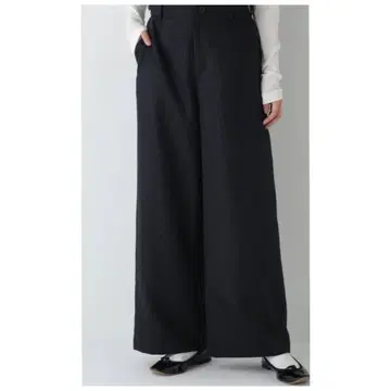 라이트 플란넬 세미 와이드 팬츠 여성용 울 따뜻한 휴먼 우먼