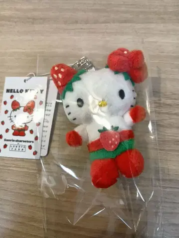 로리즈팜 키티 딸기맨 키링 딸기신문