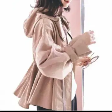 오간자 슬리브 더블 페플럼 숏 마운틴 후드티 L