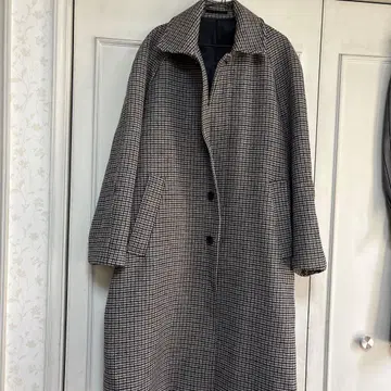 H&M 체크 무늬 하운드투스 스텐카라 코트 사이즈 XL