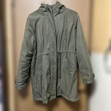 올리브색 플리스 안감 모즈 코트