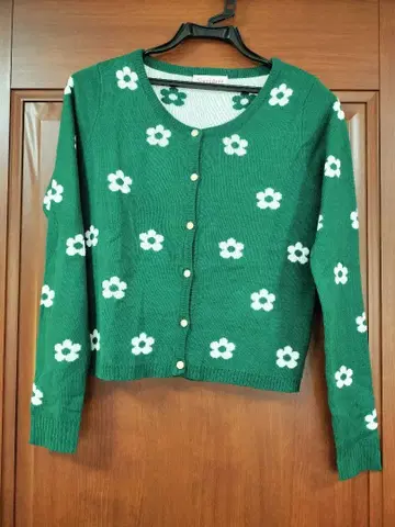 꽃무늬 그린 컬러 x 화이트 컬러 긴팔 가디건 Msize 헤이세이 레트로