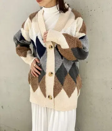 아가일 오버 사이즈 가디건