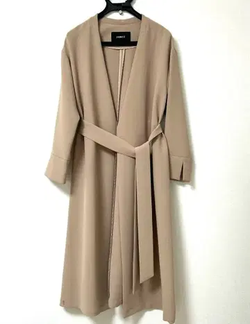 베이지 롱 코트 벨트 포함