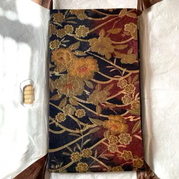 일본 의류 오비 금실 직조 꽃무늬 후쿠로 오비