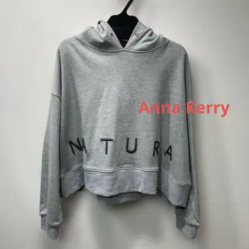 안나 케리 숏 기장 후드티 그레이
