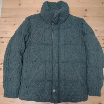 더퍼 케이블 니트 다운 자켓 짙은 녹색 HAKATA L 사이즈