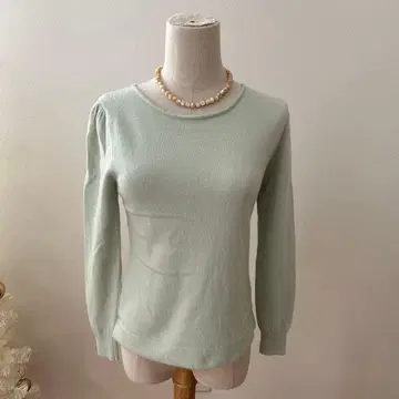 해롯 울 캐시미어 로고 니트 민트 그린 계열