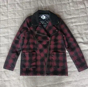 Volcom 레드 블랙 체크 자켓 S