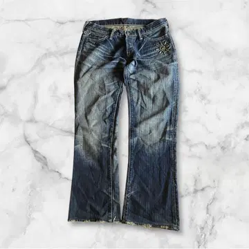 david olive accessdries 가죽 패치 스터드 플레어 데님