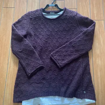 에디 바우어 퍼플 긴팔 니트 스웨터 입체 무늬