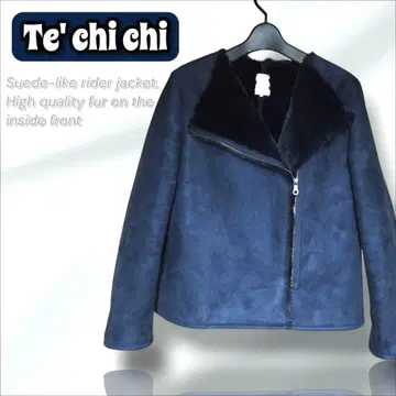 T chichi 테치치 자켓 라이더스 네이비 스웨이드 무스탕 보아