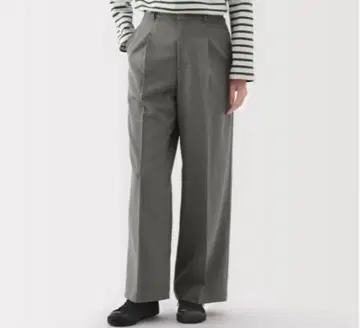 무인양품 턱 스트레이트 팬츠 XL 다크 그레이